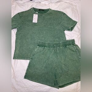 Green T-Shirt and Shorts Set